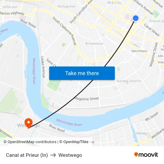 Canal at Prieur (In) to Westwego map