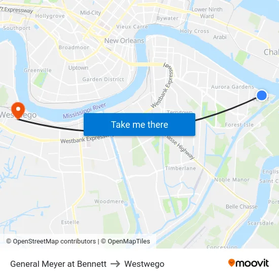 General Meyer at Bennett to Westwego map