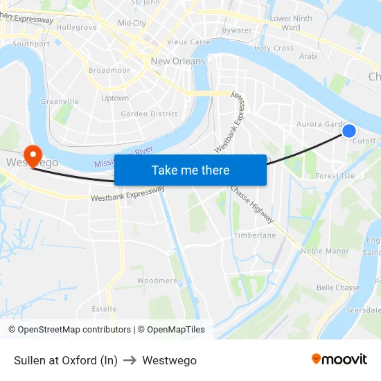 Sullen at Oxford (In) to Westwego map