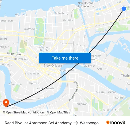 Read Blvd. at Abramson Sci Academy to Westwego map