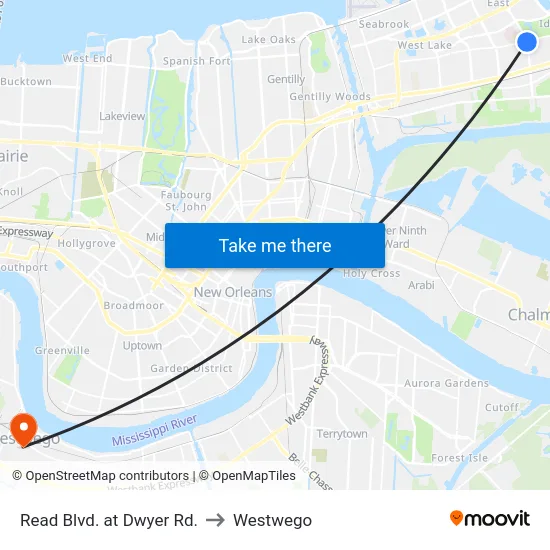 Read Blvd. at Dwyer Rd. to Westwego map