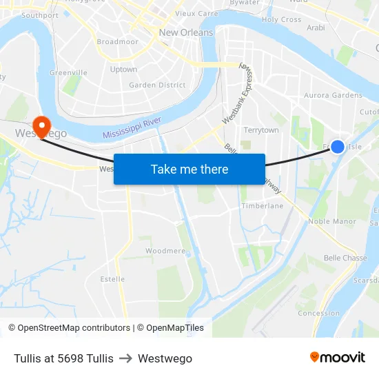 Tullis at 5698 Tullis to Westwego map
