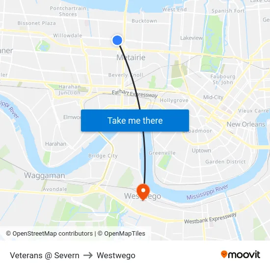 Veterans @ Severn to Westwego map