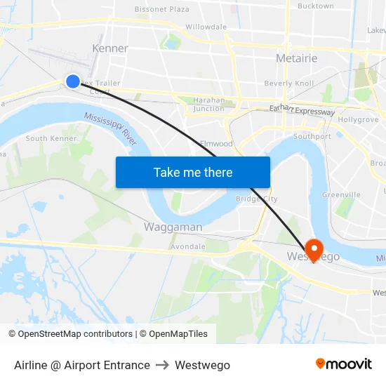 Airline @ Airport Entrance to Westwego map