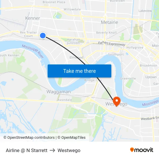 Airline @ N Starrett to Westwego map