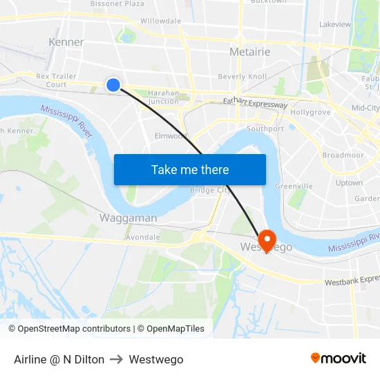 Airline @ N Dilton to Westwego map