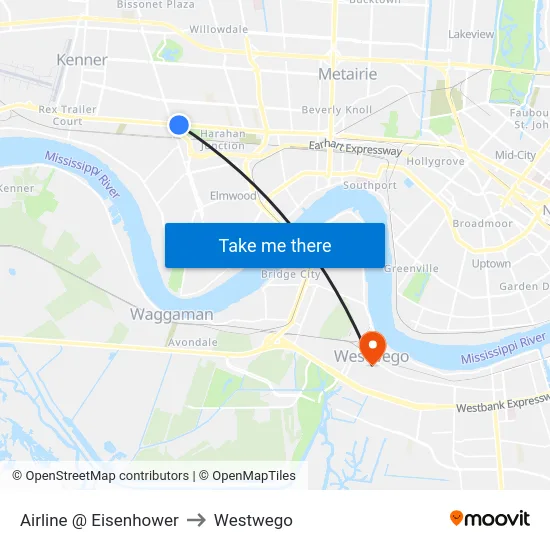 Airline @ Eisenhower to Westwego map