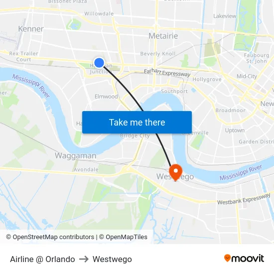 Airline @ Orlando to Westwego map