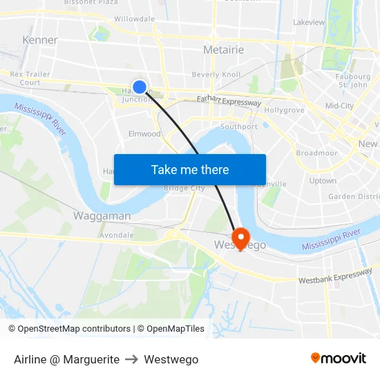 Airline @ Marguerite to Westwego map