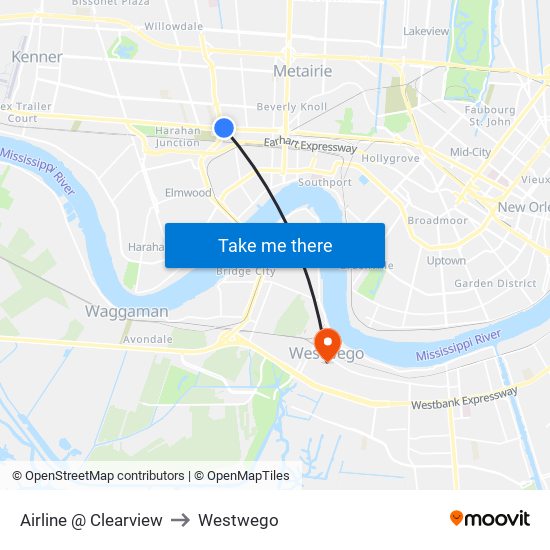 Airline @ Clearview to Westwego map