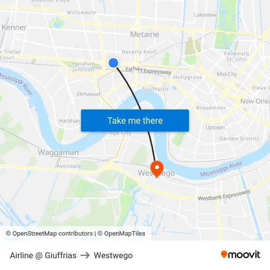 Airline @ Giuffrias to Westwego map