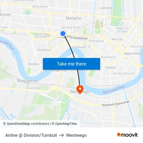 Airline @ Division/Turnbull to Westwego map