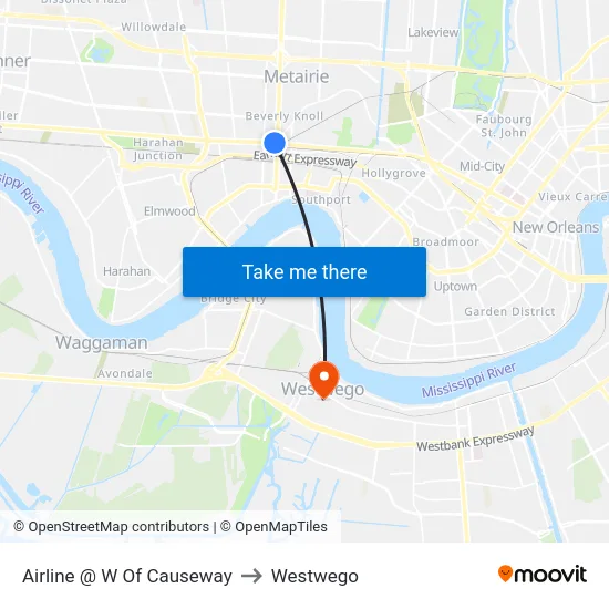 Airline @ W Of Causeway to Westwego map