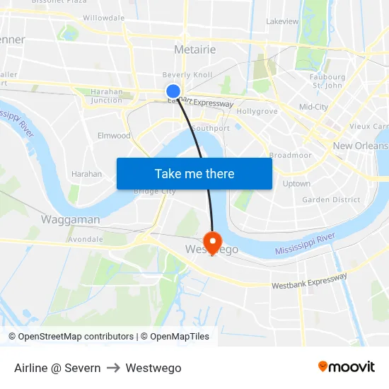 Airline @ Severn to Westwego map
