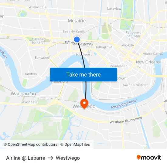 Airline @ Labarre to Westwego map