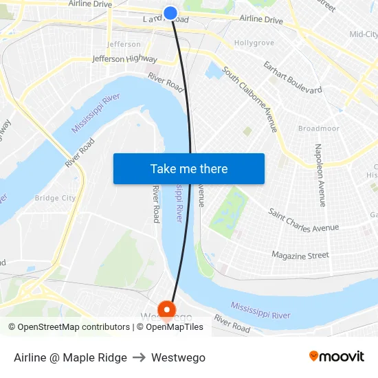 Airline @ Maple Ridge to Westwego map