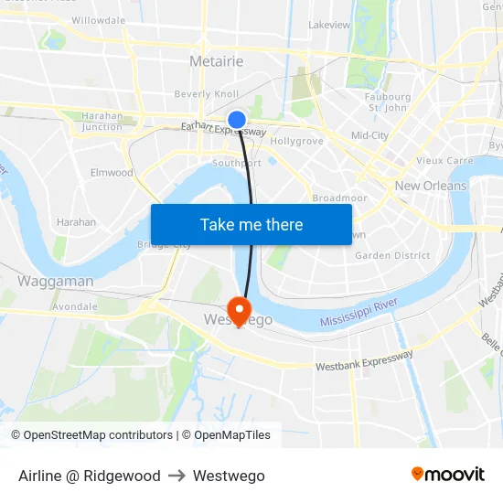 Airline @ Ridgewood to Westwego map
