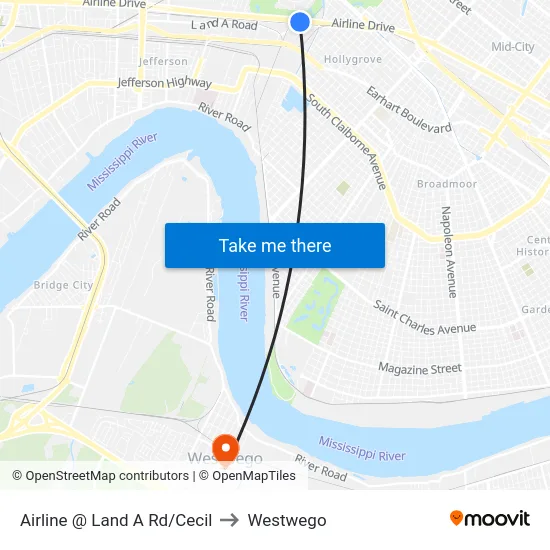 Airline @ Land A Rd/Cecil to Westwego map