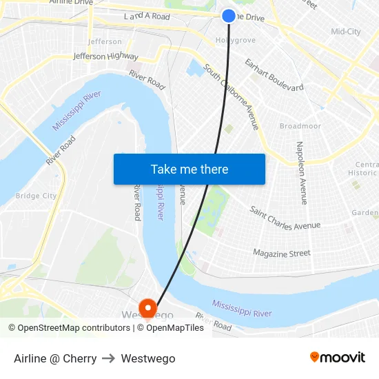 Airline @ Cherry to Westwego map