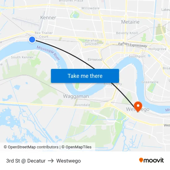 3rd St @ Decatur to Westwego map