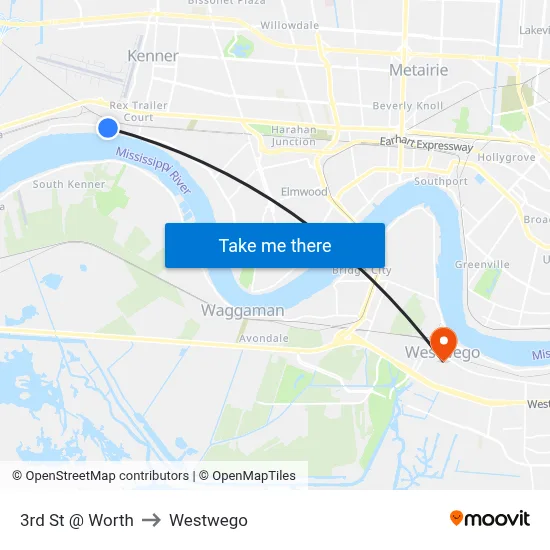 3rd St @ Worth to Westwego map