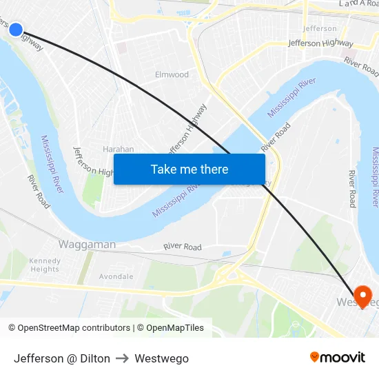 Jefferson @ Dilton to Westwego map
