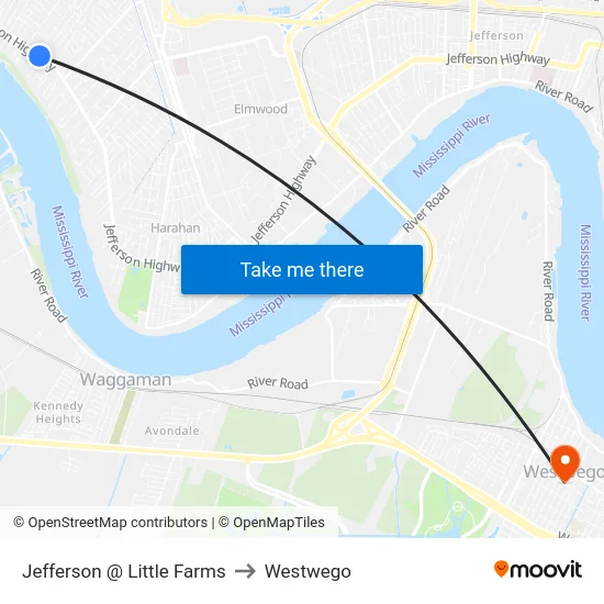 Jefferson @ Little Farms to Westwego map