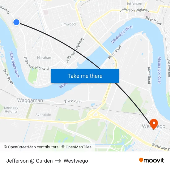 Jefferson @ Garden to Westwego map