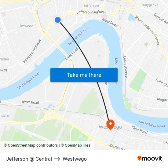 Jefferson @ Central to Westwego map