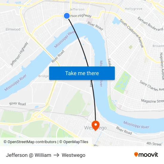 Jefferson @ William to Westwego map