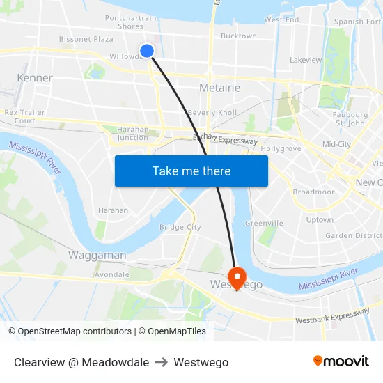 Clearview @ Meadowdale to Westwego map