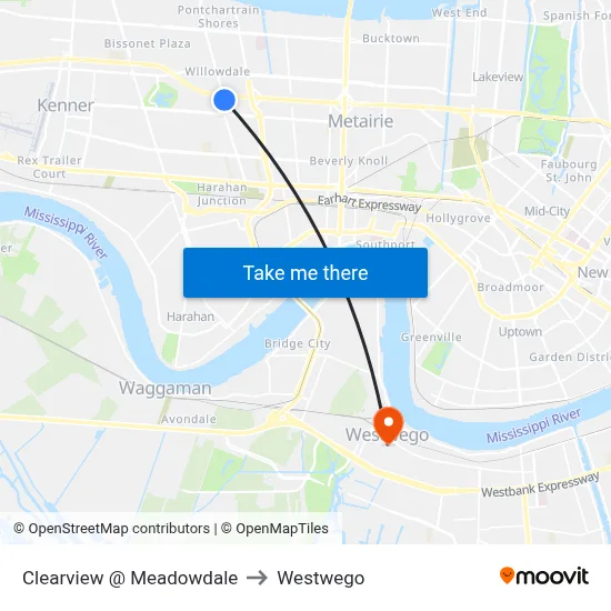 Clearview @ Meadowdale to Westwego map