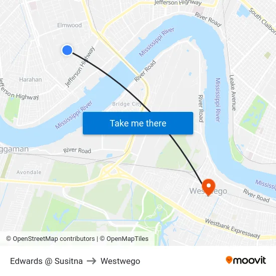 Edwards @ Susitna to Westwego map
