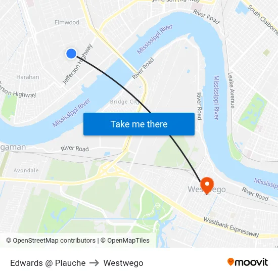 Edwards @ Plauche to Westwego map