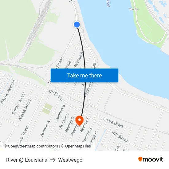 River @ Louisiana to Westwego map