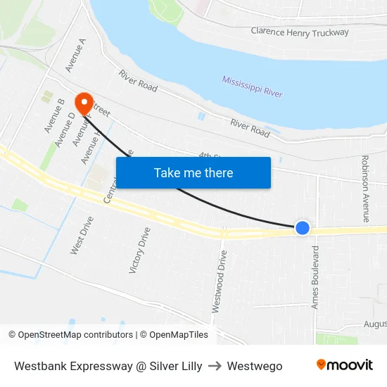 Westbank Expressway @ Silver Lilly to Westwego map