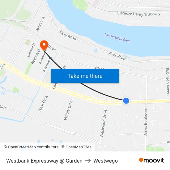 Westbank Expressway @ Garden to Westwego map