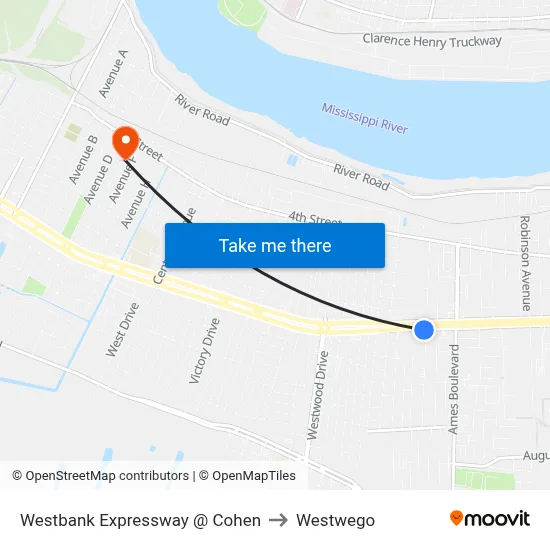 Westbank Expressway @ Cohen to Westwego map