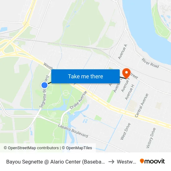 Bayou Segnette @ Alario Center (Baseball Field Ent to Westwego map