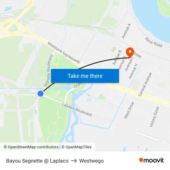 Bayou Segnette @ Laplaco to Westwego map