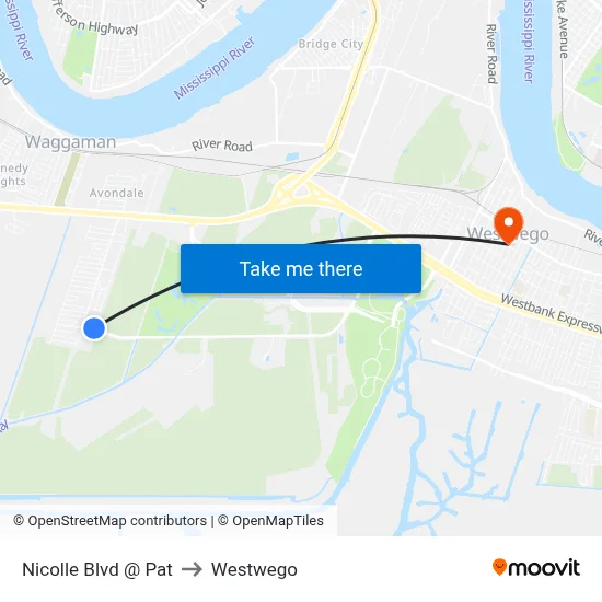 Nicolle Blvd @ Pat to Westwego map