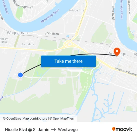 Nicolle Blvd @ S. Jamie to Westwego map