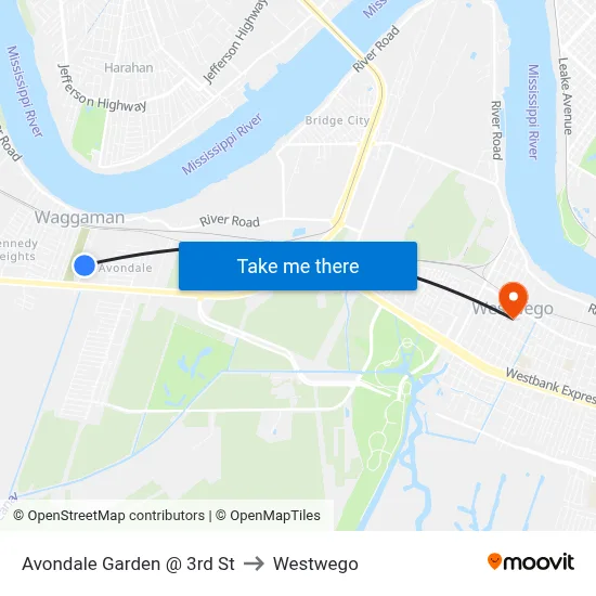 Avondale Garden @ 3rd St to Westwego map