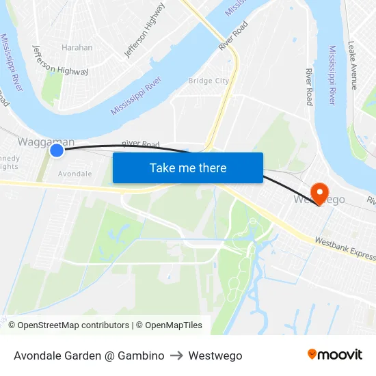 Avondale Garden @ Gambino to Westwego map
