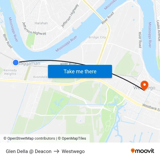 Glen Della @ Deacon to Westwego map