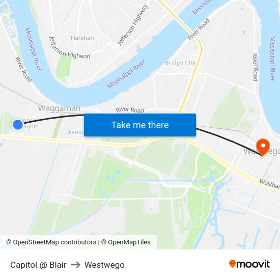 Capitol @ Blair to Westwego map