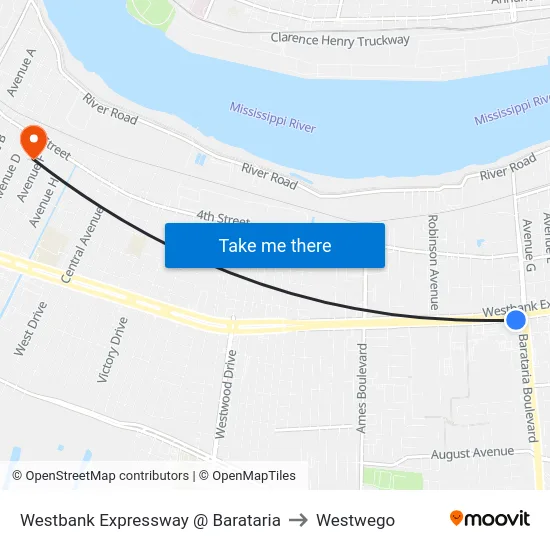 Westbank Expressway @ Barataria to Westwego map