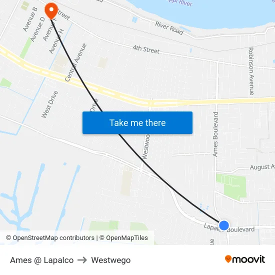 Ames @ Lapalco to Westwego map