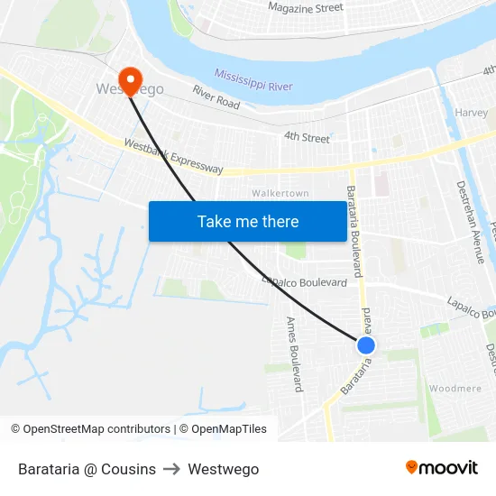 Barataria @ Cousins to Westwego map