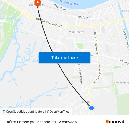 Lafitte-Larose @ Cascade to Westwego map